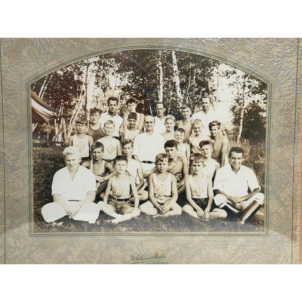 Vintage New England 1920s Boys Camp Original Photo Atkins Studio Waterville ME - Picture 2 of 14